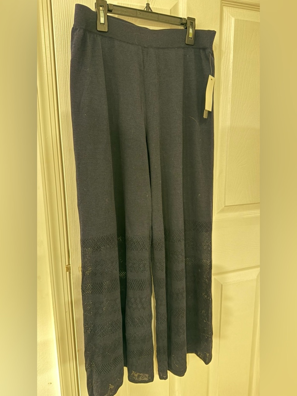 NIC+ZOE Black Knit Wide-Leg Pants